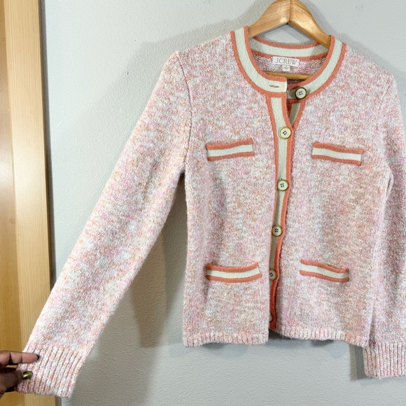 J. Crew Marled Sweater Lady Jacket Size S Pink Cream Orange Knit Preppy Spring - Picture 5 of 11